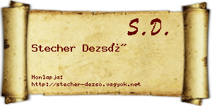 Stecher Dezső névjegykártya